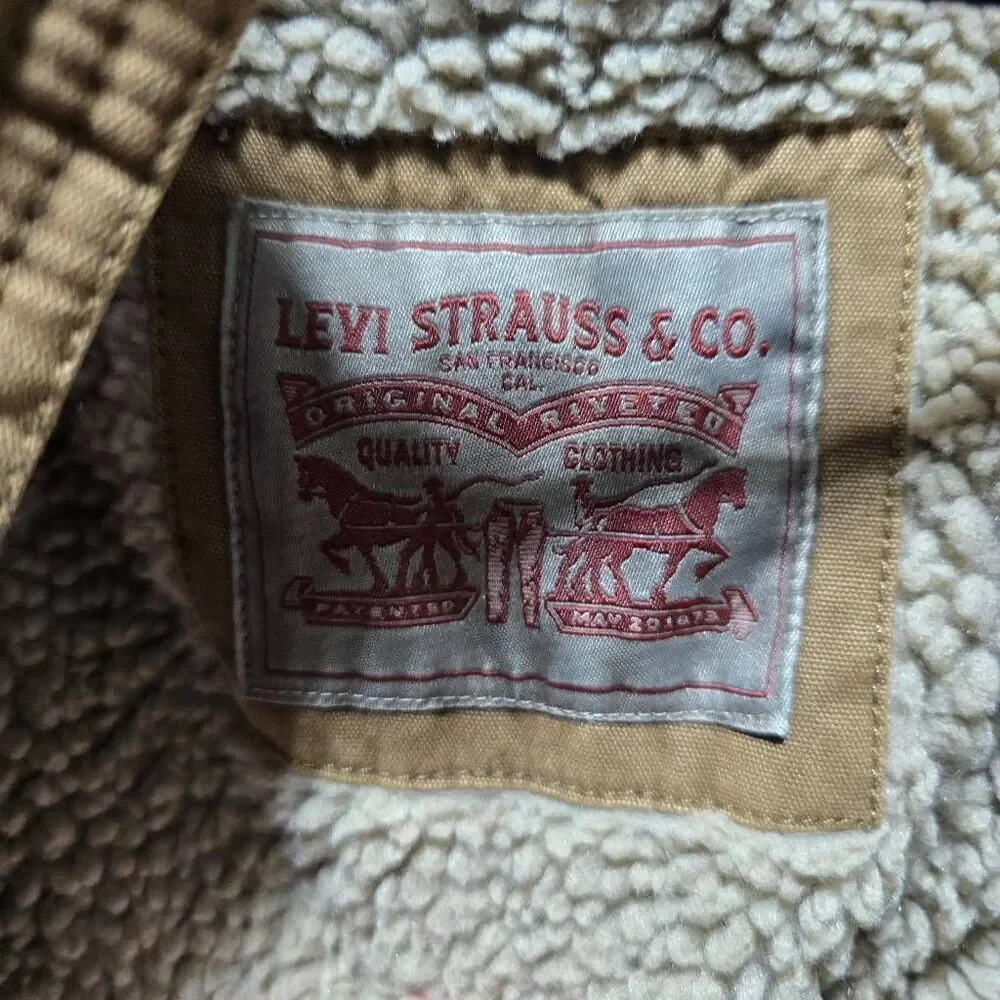 Levis Worker Brown Mens Sherpa Fleece Lined Utility Jacket Chore Barn Trucker
